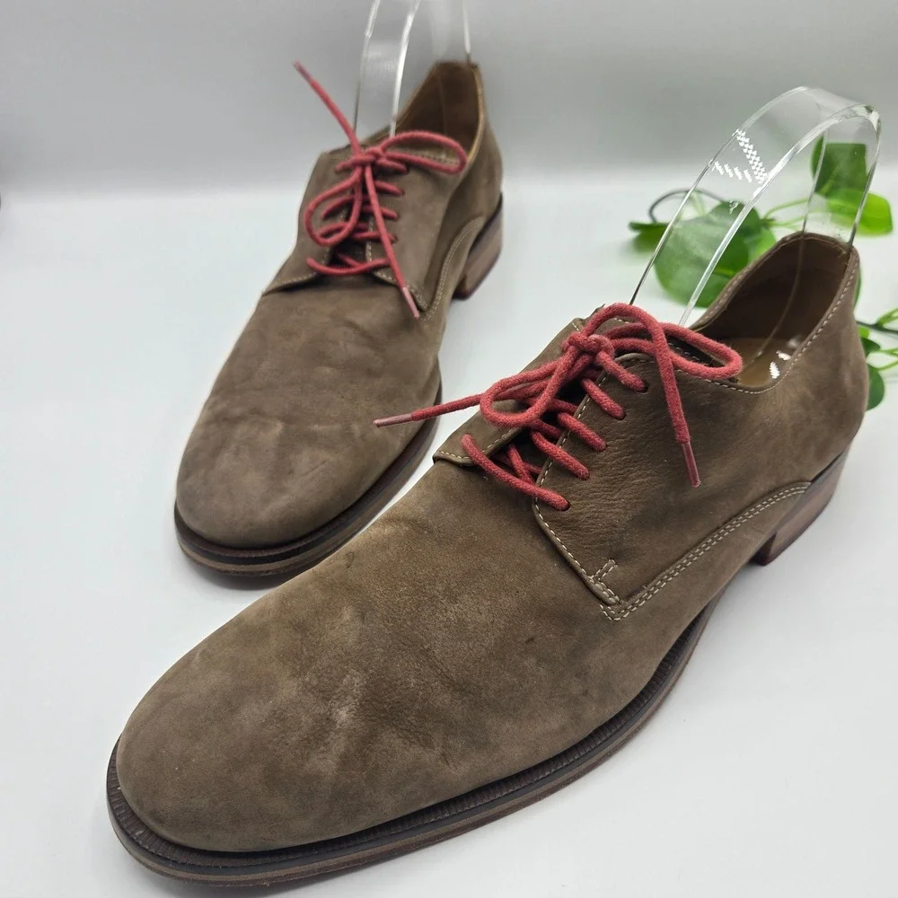 Cole Haan Derby Brown Nubuck Red Lace Up Oxford MENS 10.5 Casual Office Wear